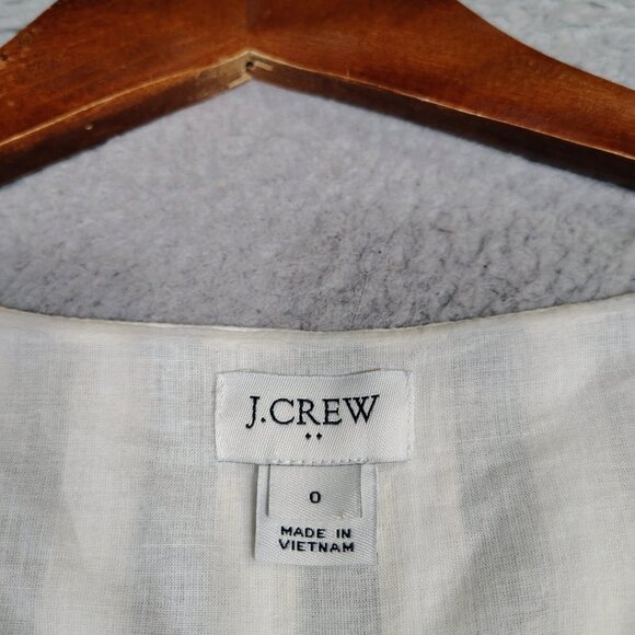 J.Crew Dress Women's 0 Cream Blue Striped Linen Blend Sleeveless Button-Front - Picture 3 of 9